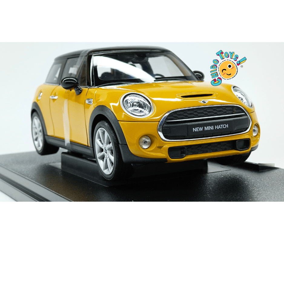 Welly NEX MINI Cooper S Hatch 2015 1:18 Volcanic Orange con techo negro - Chido Toys