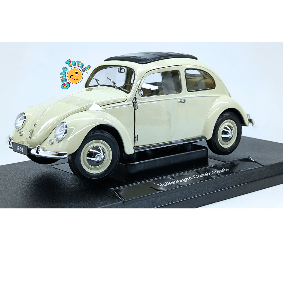 Welly Volkswagen Classic Beetle Split Window 1950 escala 1:18 color marfil - Chido Toys