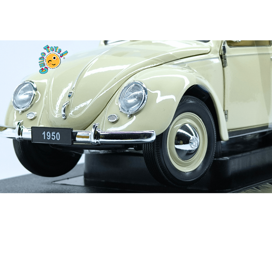 Welly Volkswagen Classic Beetle Split Window 1950 escala 1:18 color marfil - Chido Toys