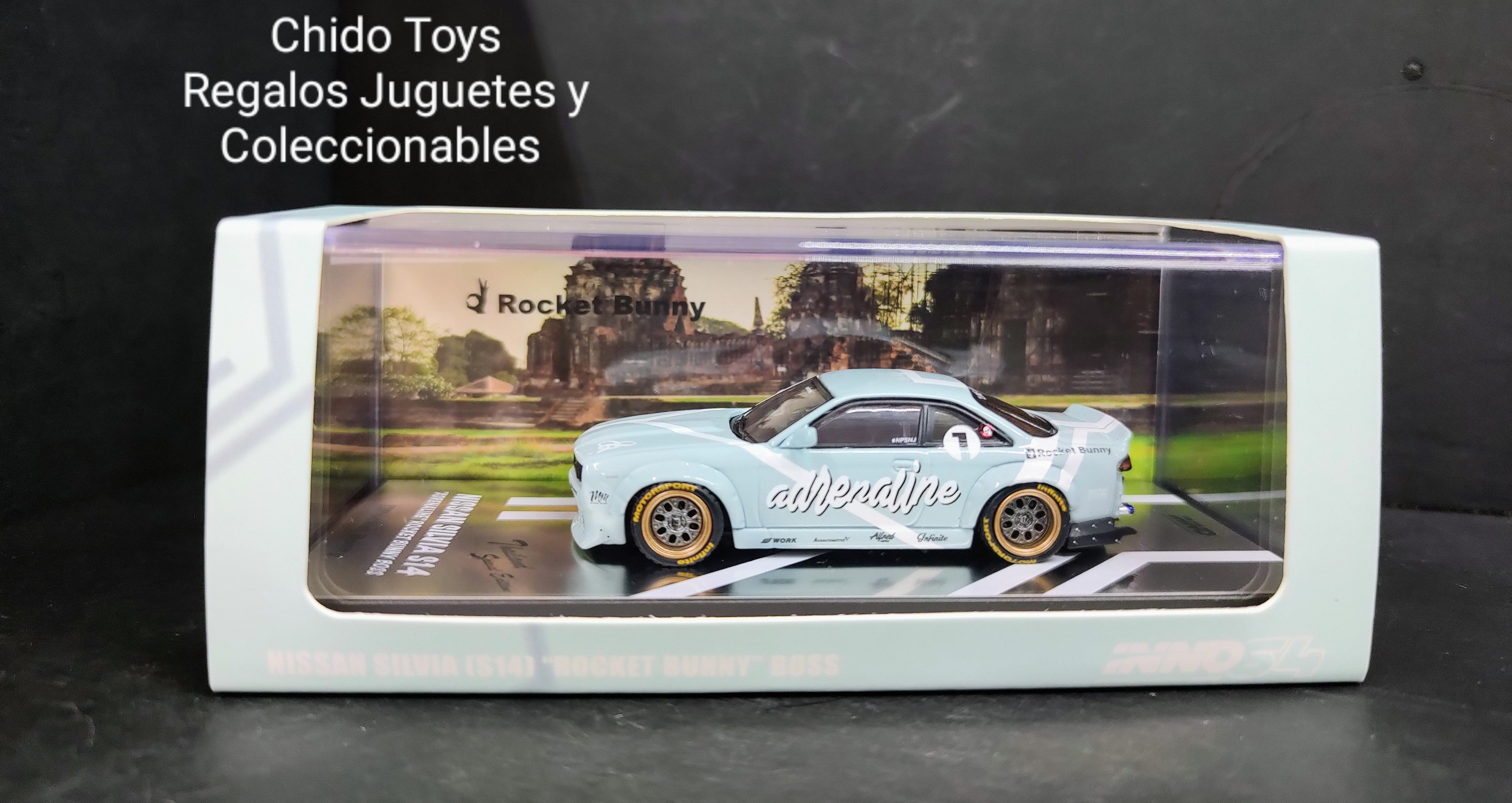 Auto a escala marca Inno64, modelo Nissan Silvia S14, edad 14+ - Chido Toys