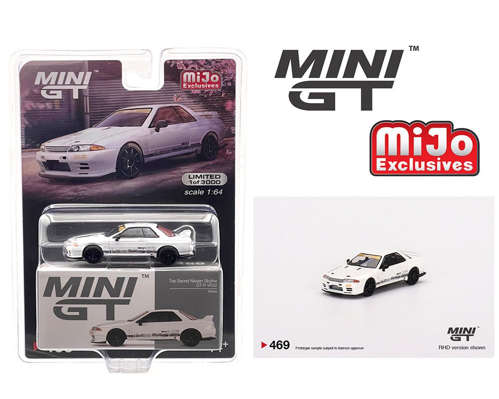 Mini GT Scale Car, Top Secret Nissan GT-R VR32 Model – White