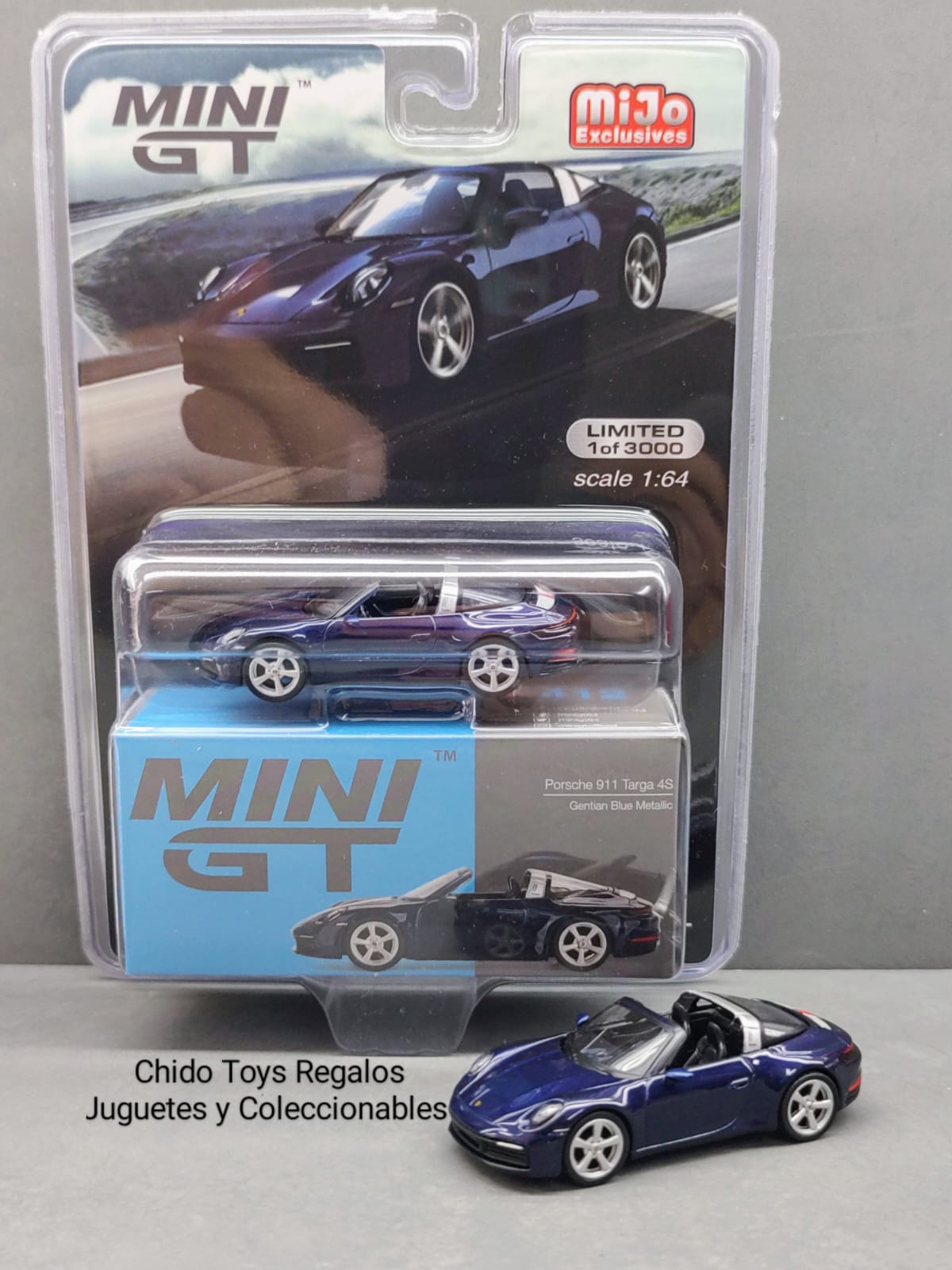 Mini GT Porsche 911 Targa 4S 1:64 Gentian Blue MiJo - Chido Toys