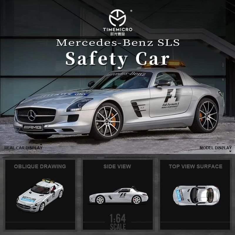 Time Micro Mercedes - Benz SLS Safety Car 1:64 plata con capelo - Chido Toys